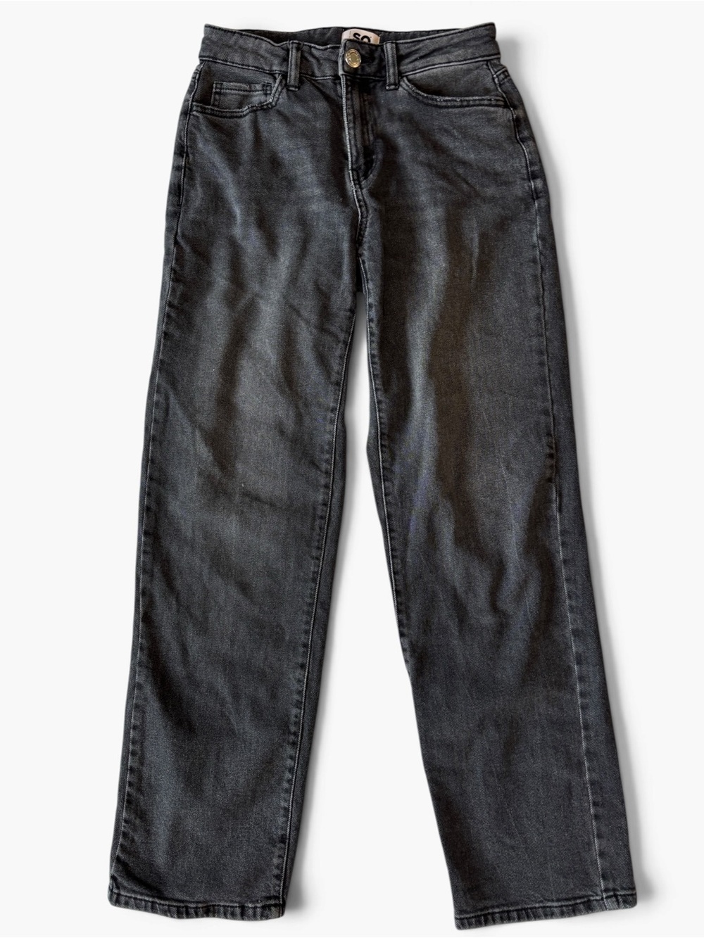 SO High Rise 90s Straight Jeans Size 3/26W Washed Black Stretch Denim